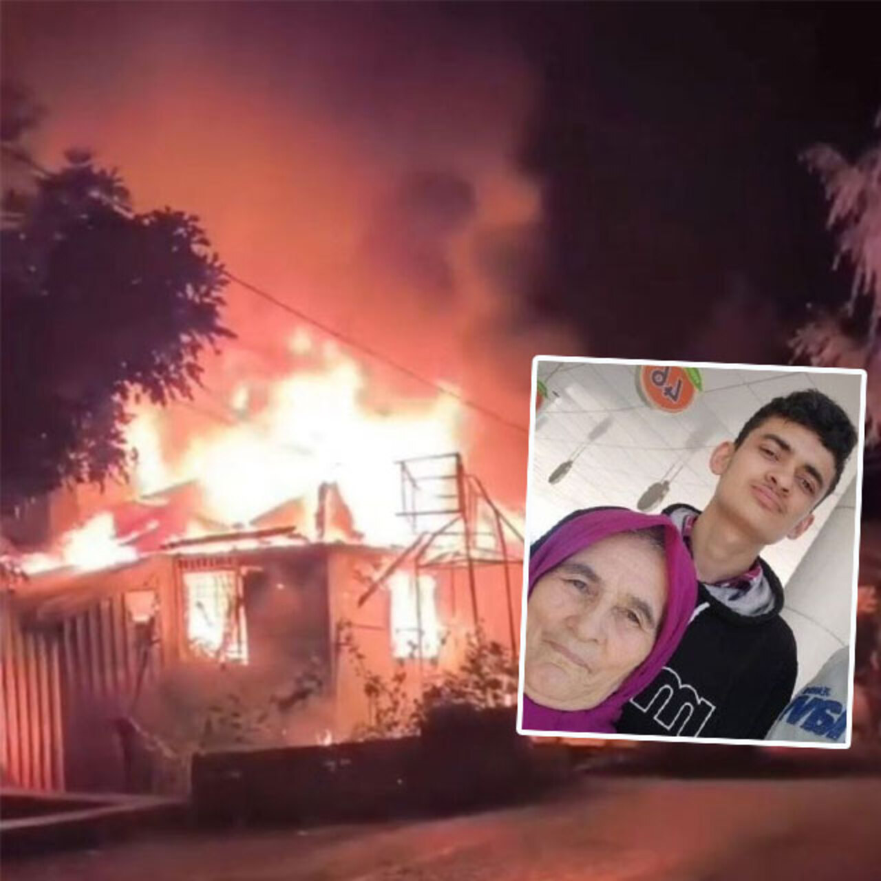 Nine ve torunu alevlerin arasında kaldı!