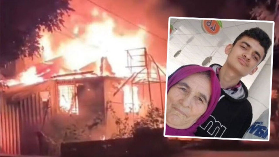 Nine ve torunu alevlerin arasında kaldı!