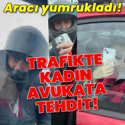 Aracı yumrukladı! Trafikte kadın avukata tehdit!