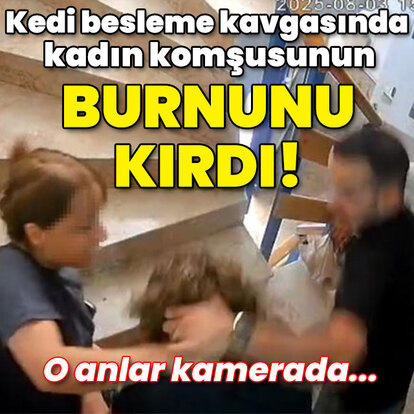 O anlar kamerada... Kedi besleme kavgasında kadın komşusunun burnunu kırdı!