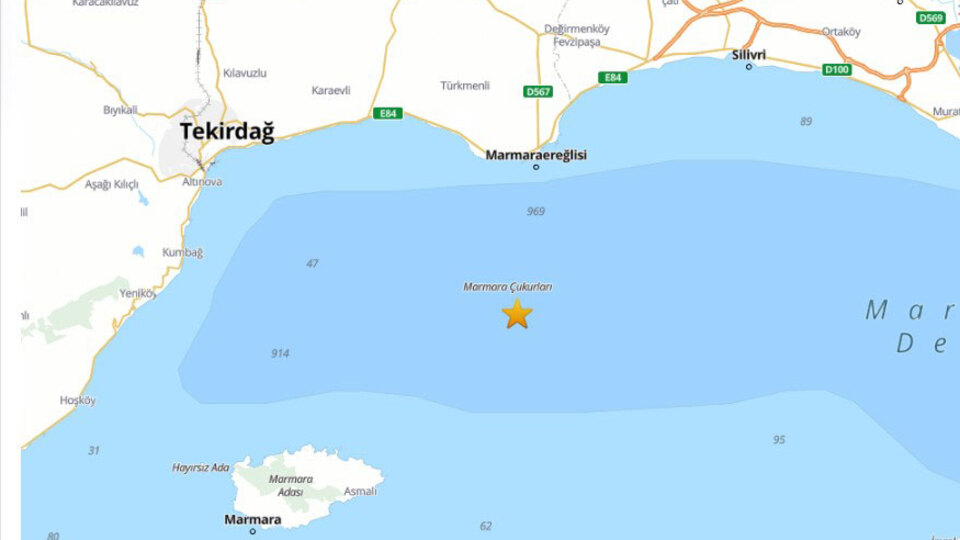 Marmara'da korkutan deprem! Büyüklük: 5.0 Yer: Marmaraereğlisi