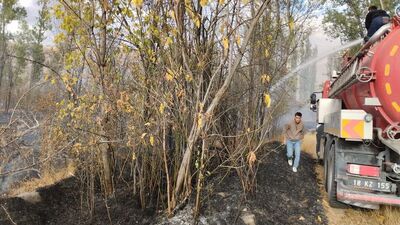 Bahçelik alanda yangın çıktı