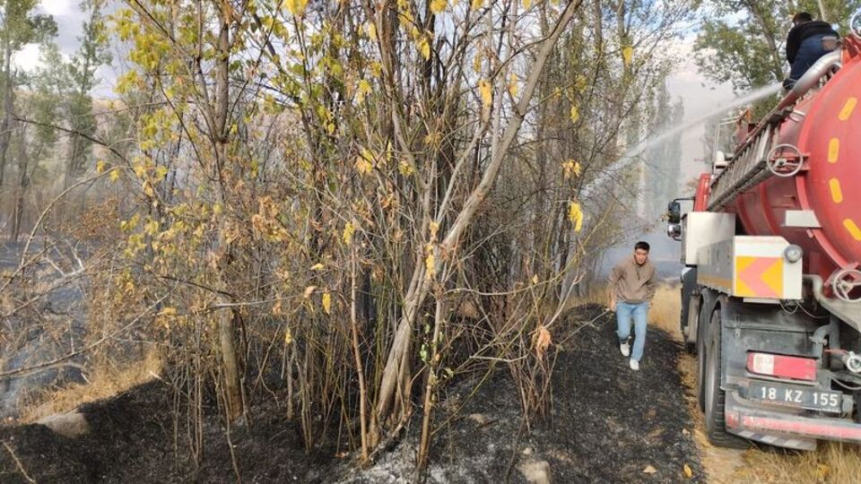 Bahçelik alanda yangın çıktı
