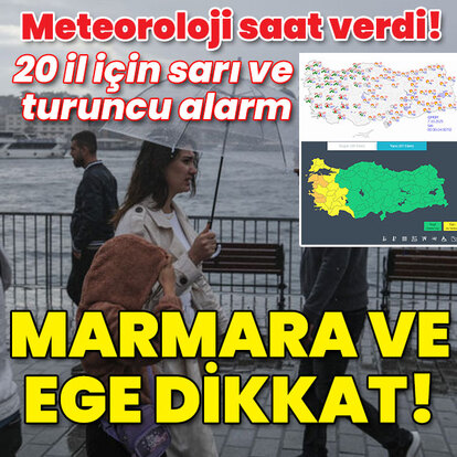 Meteoroloji saat verdi! 20 il için sarı ve turuncu alarm! Marmara ve Ege dikkat!