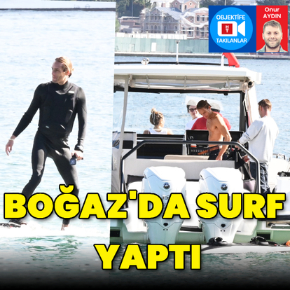 Boğaz'da sörf yaptı