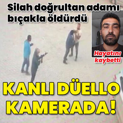 Silah doğrultan adamı bıçakla öldürdü! Kanlı düello kamerada!