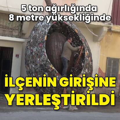 Hatay'da 5 ton ağırlığında 'zeytin tanesi' heykeli