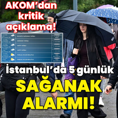 AKOM'dan İstanbul'a 5 günlük yağış uyarısı!