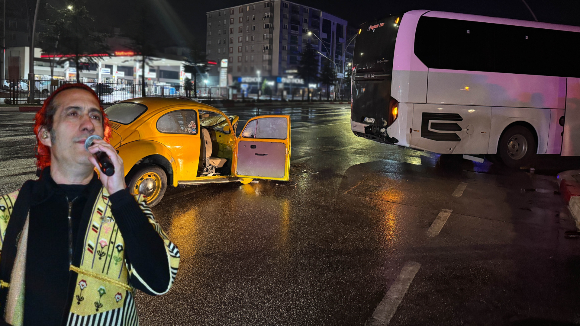 Kıraç'ın orkestra ekibini taşıyan otobüs kaza yaptı