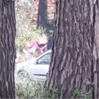 Ormanlık alanda kadına darp kamerada!