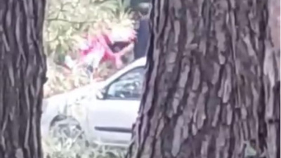 Ormanlık alanda kadına darp kamerada!