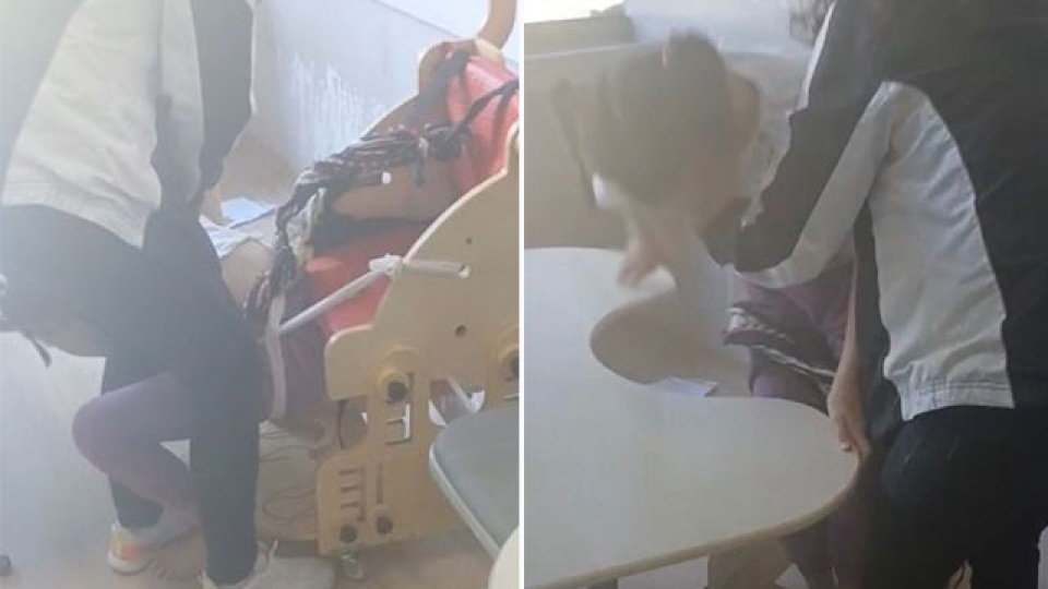 Otizmli çocukları derste iple bağladılar!