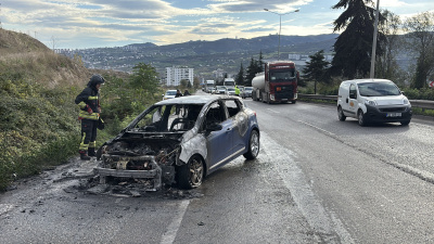 Musaba'nın aracı seyir halindeyken alev aldı!