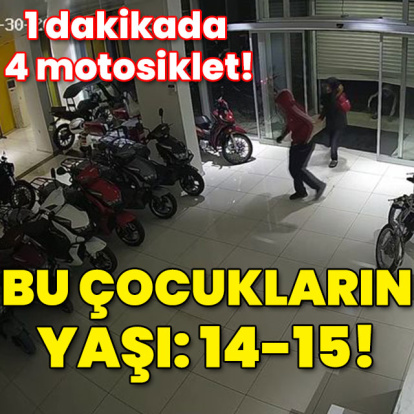1 dakikada 4 motosiklet! Çocuk hırsızlar!
