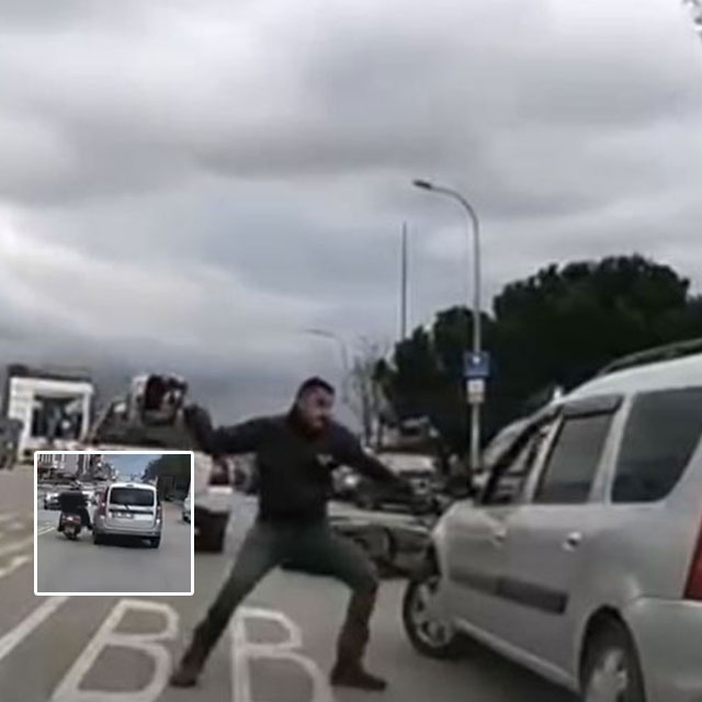 Yol verme kavgasında kask ile saldırdı!