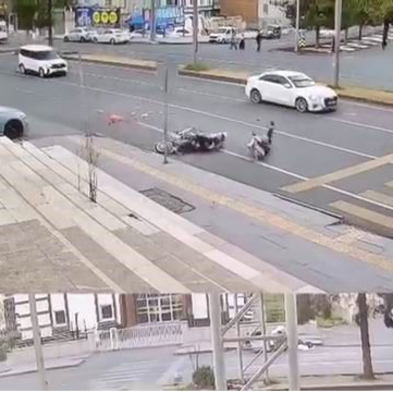 Kadına motosikletli böyle çarptı!