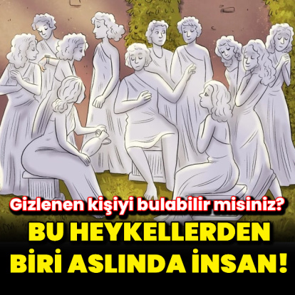 Bu heykellerden birisi aslında insan!