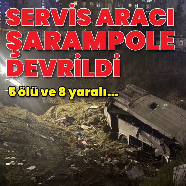 Esenyurt'ta servis midibüsü devrildi