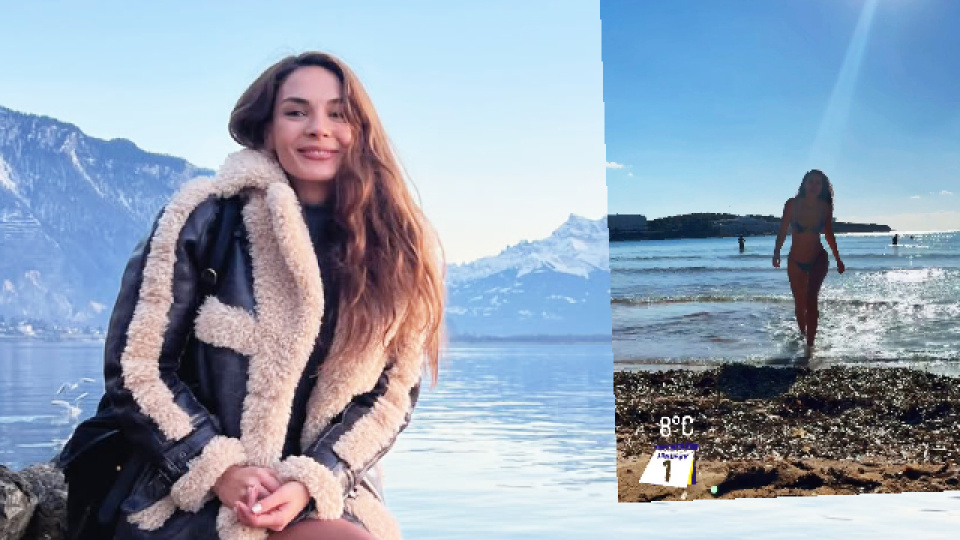 8 derece havada denize girdi