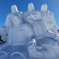 Sarıkamış şehitleri anısına yapılan kardan heykeller tamamlandı