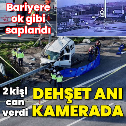 Bariyere ok gibi saplandı! Kahreden kaza kamerada!