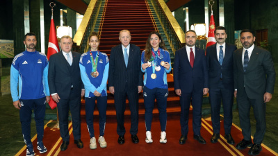 Cumhurbaşkanı Erdoğan, milli tekvandocuları kabul etti