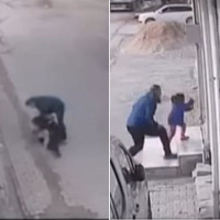 Sokak ortasında bebekli anne ve küçük kıza vahşi saldırı anı kamerada!