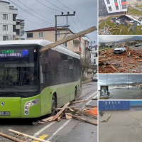 Kalas otobüse saplandı! Çatı eve girdi! Fırtına feci vurdu!