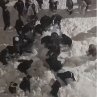 2 öğrencinin üzerine kar kütlesi düştü