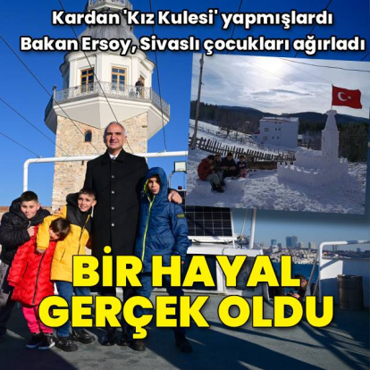 Bakan Ersoy, kardan 'Kız Kulesi' yapan çocukları İstanbul'da ağırladı