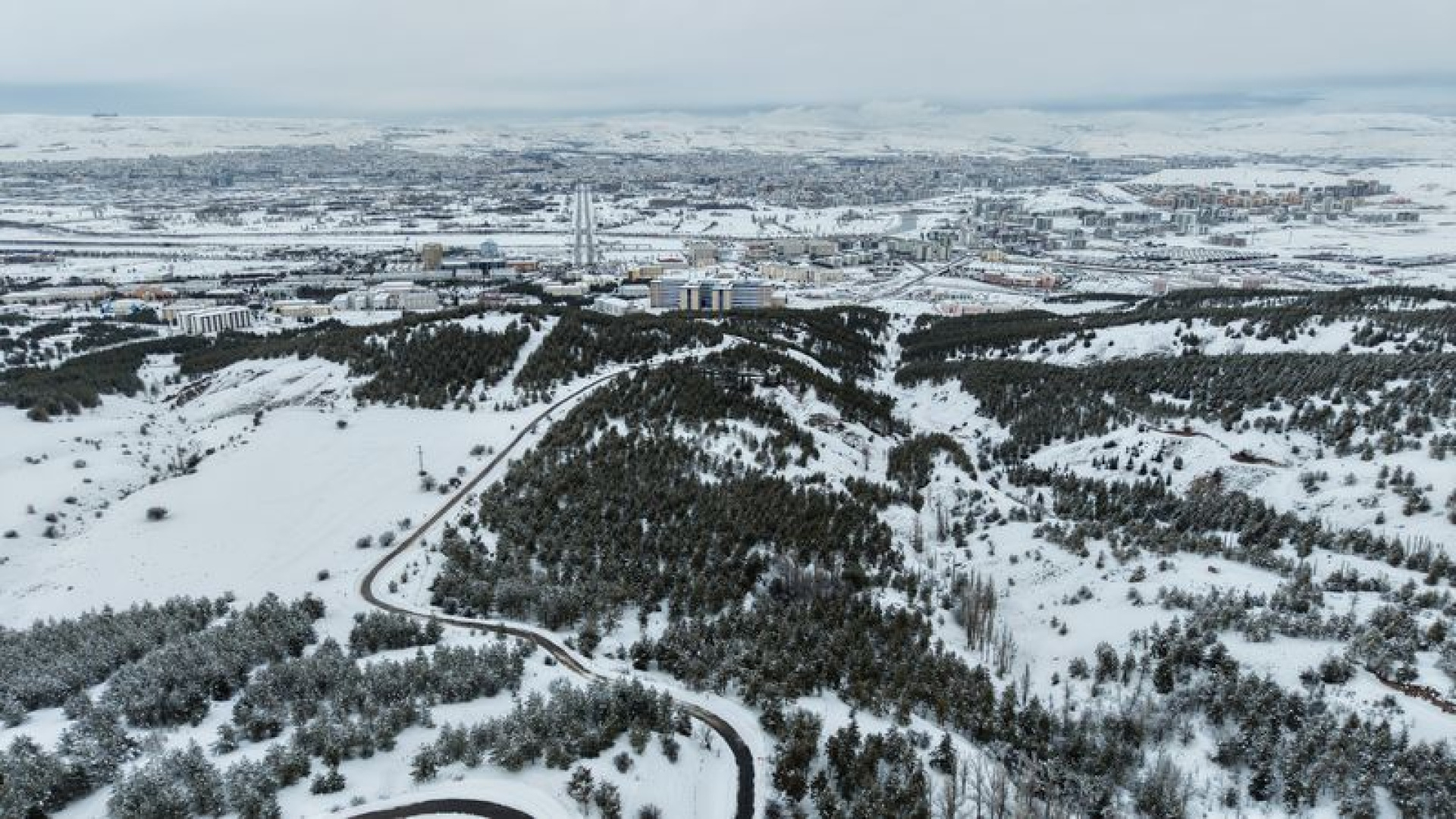 Kardeşler Ormanı'ndan 'karlı' Sivas manzarası