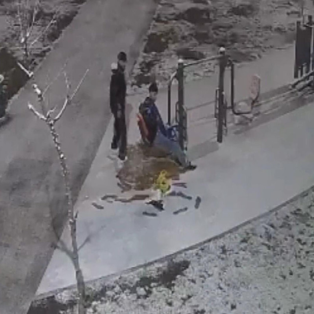 Kar altında parkta tıraş