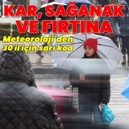 30 il için alarm! Kar yağışı, sağanak yağmur ve fırtına
