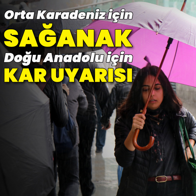 Karadeniz için sağanak yağmur, Doğu Anadolu için kar yağışı alarmı
