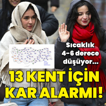 13 kent için kar alarmı! Sıcaklık 4-6 derece düşüyor...
