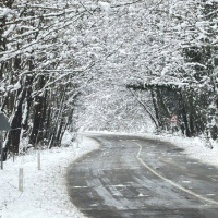 9 kilometrelik yol kar yağışıyla büyüledi
