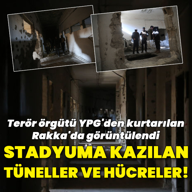 Rakka'da stadyuma kazılan tüneller ve hücreler!