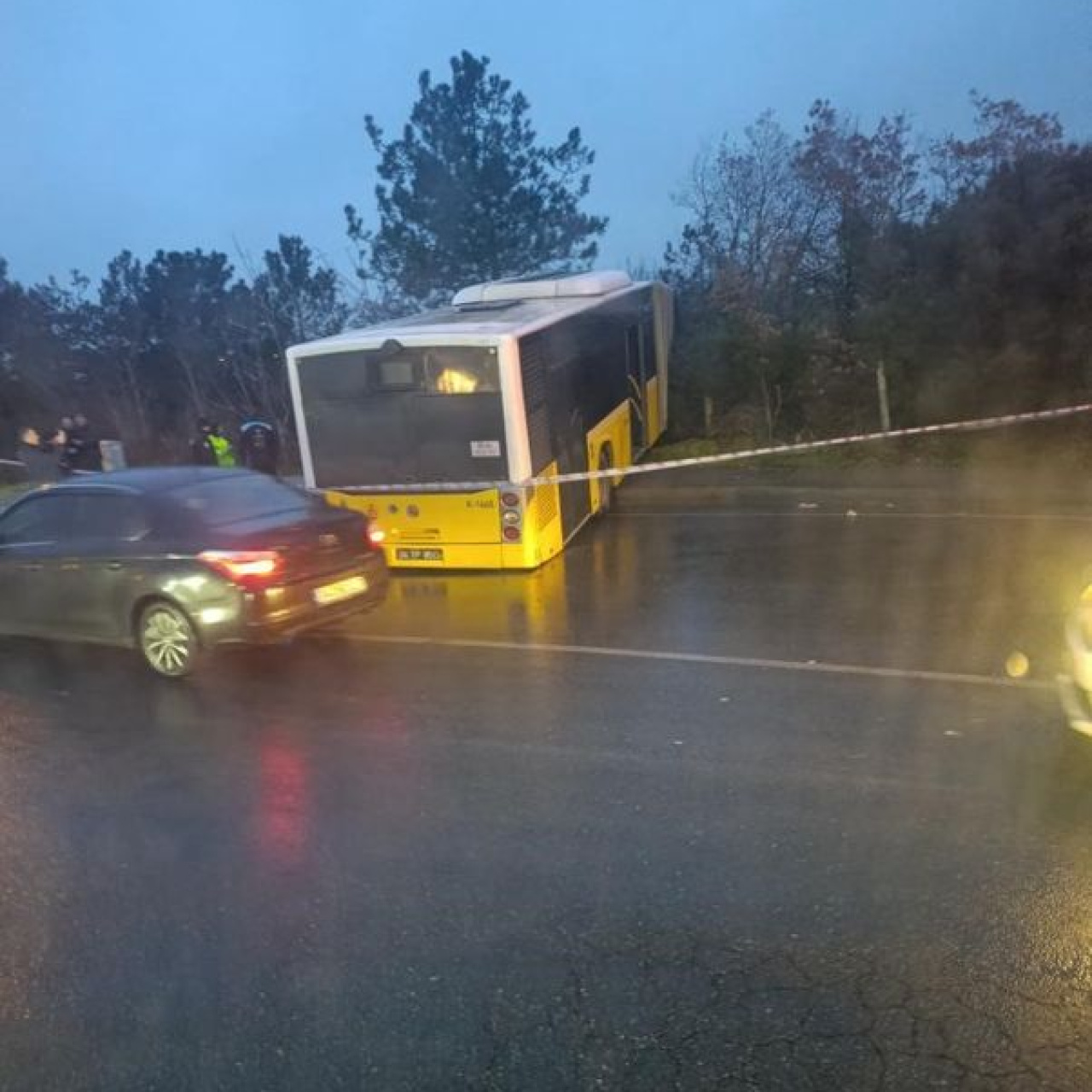 İETT otobüsü ormanlık alana uçtu faciadan dönüldü