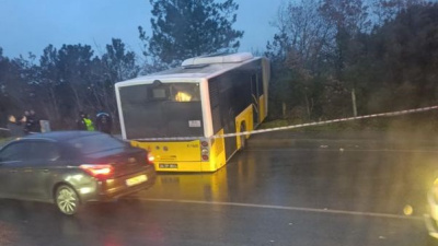 İETT otobüsü ormanlık alana uçtu faciadan dönüldü