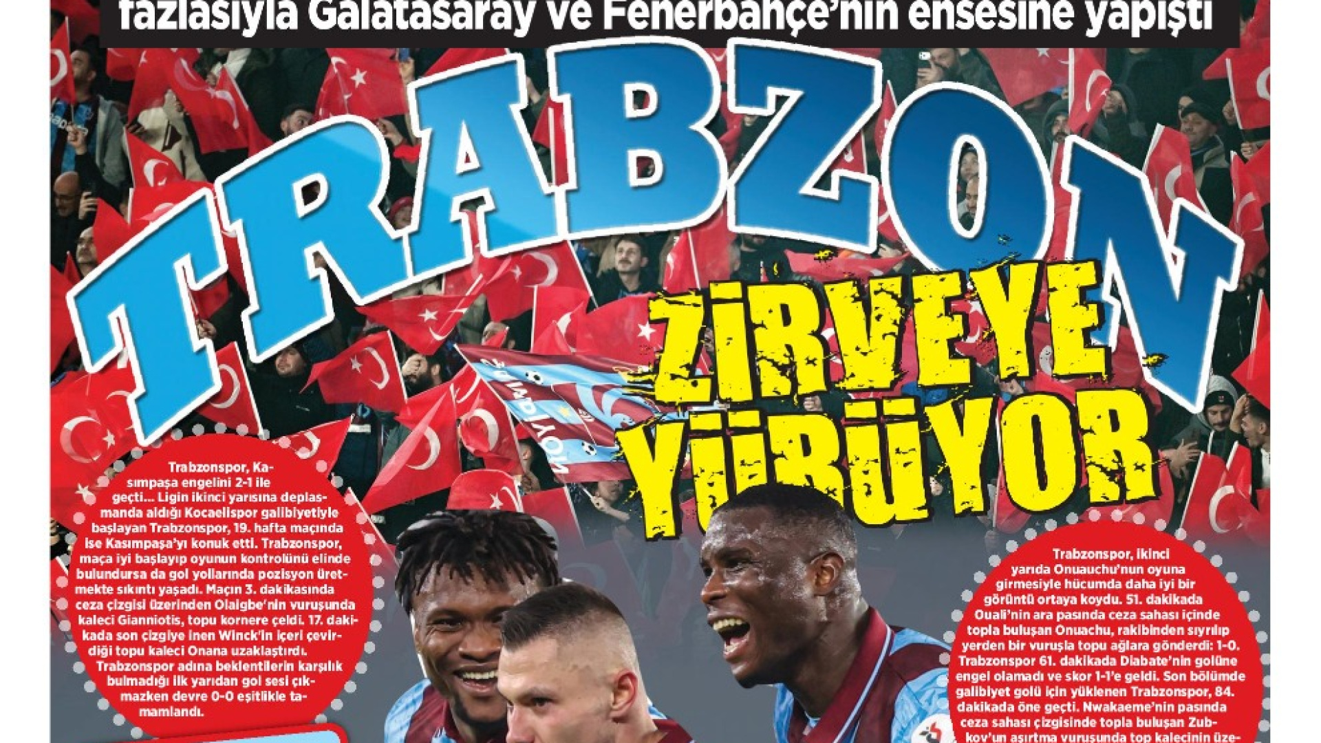 Trabzonspor Zirveye Kancayı Taktı: Kasımpaşa'yı 2-1 Mağlup Etti
