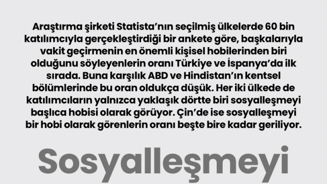Sosyalleşmeyi en çok Türkler ve İspanyollar seviyor