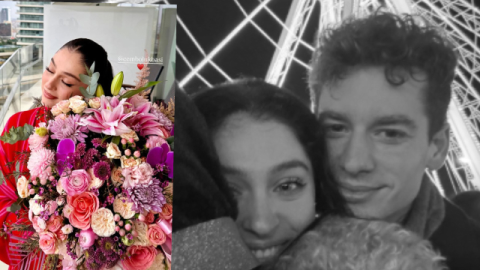Cemre Baysel'e çiçek sürprizi