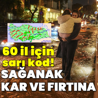 60 il için sarı kodlu uyarı! Kuvvetli sağanak, kar ve fırtına var