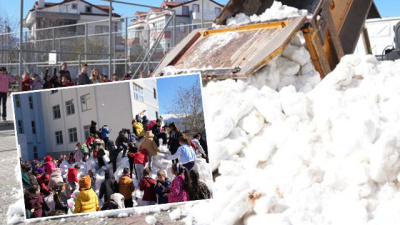 Kar yağmayan ilçeye kamyonla kar getirdiler!