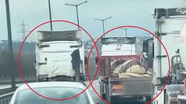 Sol şeridi işgal eden TIR sürücüsüne ceza