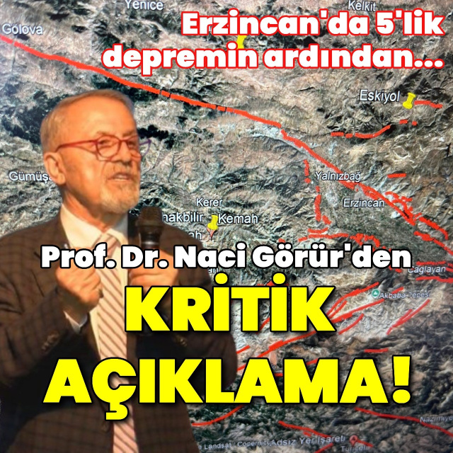 Erzincan'da 5'lik depremin ardından Prof. Dr. Görür'den kritik açıklama!