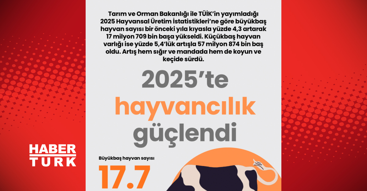 Hayvançilik Sektöründe Önemli Artışlar 2025 Türkiye'de hayvancılık sektörü, büyükbaş ve küçükbaş sayısında dikkat çekici artış gösterdi.