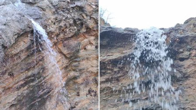 Yağışın ardından o küçük şelale akmaya başladı!