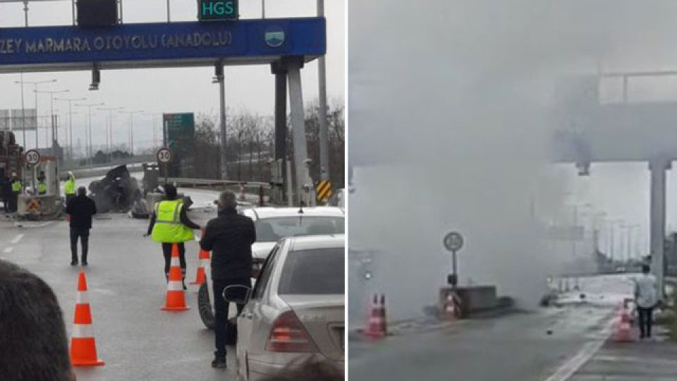 Gişelere çarpıp alev aldı! Otoyolda feci ölüm!