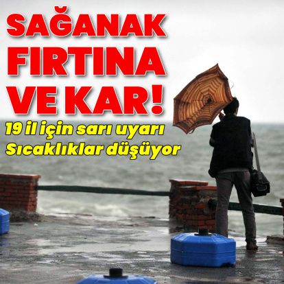 19 il için sarı kodlu uyarı! Sağanak yağmur, kar yağışı ve fırtına var